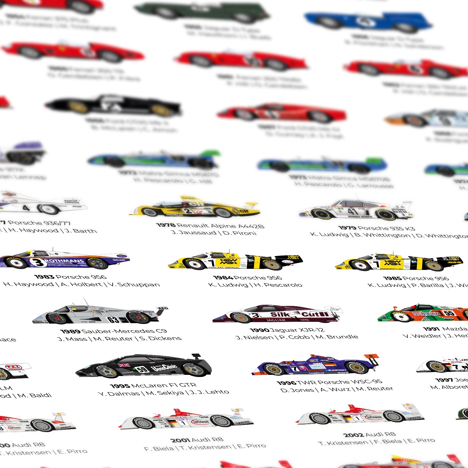 a group of cars that are on a white surface